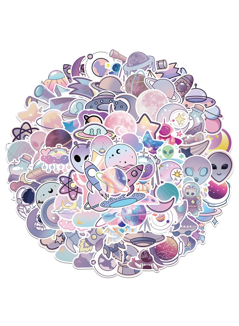 100 Pcs Space Stickers Purple Planet for Suitcase Skateboard Laptop Computer Water Bottles for Teen Kid Child Student - Image 1