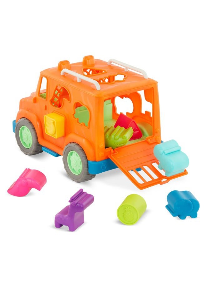 BATTAT Wonder Wheels - Shape Sorter Toy Truck – 9Pc Developmental Toy For Kids, Toddlers – Animal & Fruit Shapes- Recyclable Materials- Safari Shape Sorter Truck- 1 Year + - Image 4