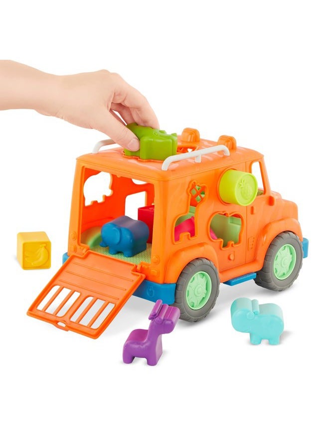 BATTAT Wonder Wheels - Shape Sorter Toy Truck – 9Pc Developmental Toy For Kids, Toddlers – Animal & Fruit Shapes- Recyclable Materials- Safari Shape Sorter Truck- 1 Year + - Image 3
