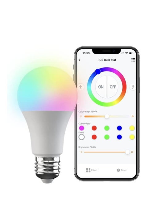 broadlink | LB4E27 | Fastcon BLE Smart Lamp, Colour Changing with Music Sync, FastCon and BLE Support, Works with Alexa and Google Home - A60, E27, 9W, 800LM