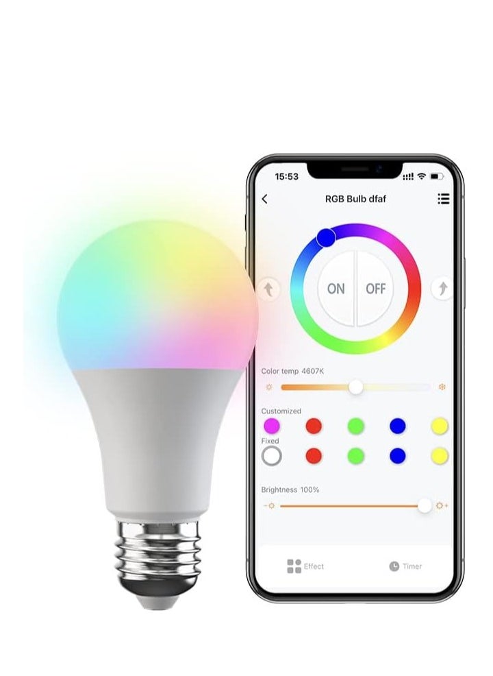 broadlink | LB4E27 | Fastcon BLE Smart Lamp, Colour Changing with Music Sync, FastCon and BLE Support, Works with Alexa and Google Home - A60, E27, 9W, 800LM