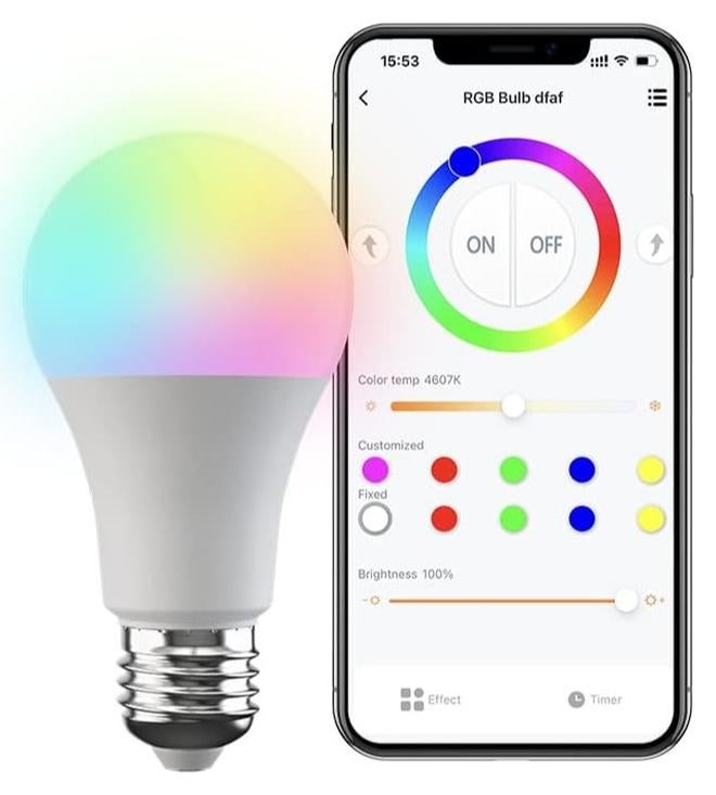 broadlink | LB4E27 | Fastcon BLE Smart Lamp, Colour Changing with Music Sync, FastCon and BLE Support, Works with Alexa and Google Home - A60, E27, 9W, 800LM - Image 1