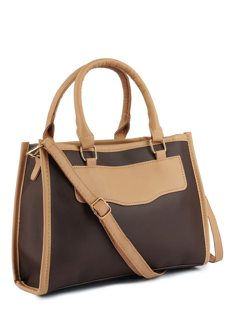 London Rag Brown Block Tote Bag