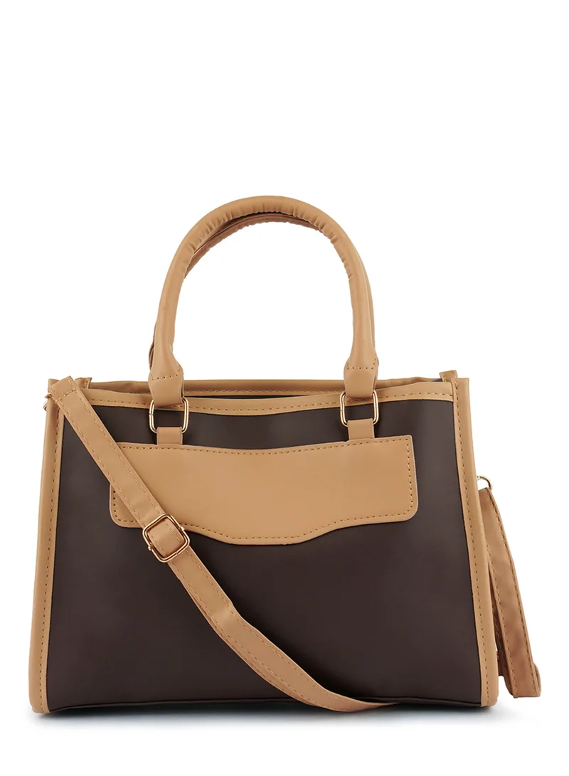 London Rag Brown Block Tote Bag
