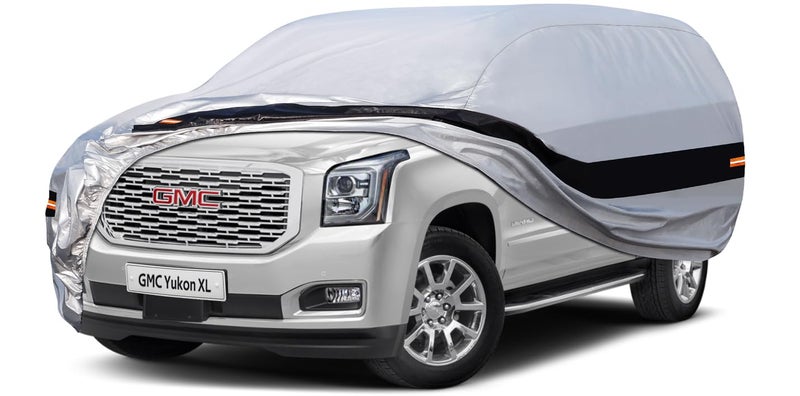 Holthly 10 Layers SUV Car Cover Custom Fit for GMC Yukon XL (2000-2024) Waterproof All Weather for Automobiles, Outdoor Full Cover Rain Sun UV Protection.Silver - Image 1