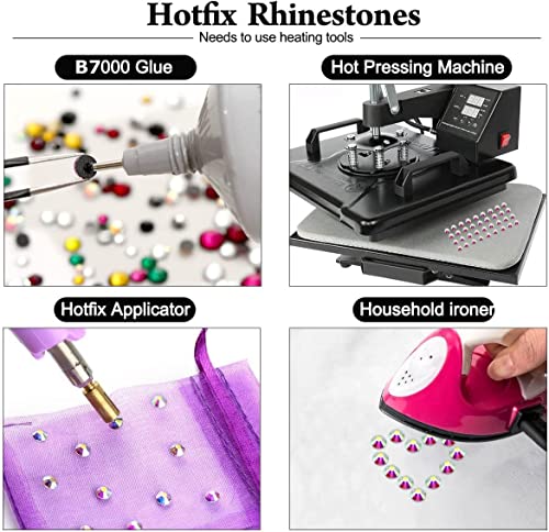 Dowarm 1440 Pieces Hotfix Crystal AB Rhinestones, HotFix AB Stones Crystals for Crafts Clothes, Flatback Glass Crystal Rhinestone Gems for Decoration (SS20) - Image 4