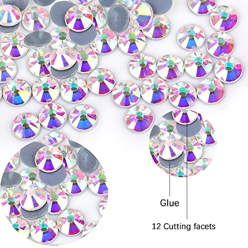 Dowarm 1440 Pieces Hotfix Crystal AB Rhinestones, HotFix AB Stones Crystals for Crafts Clothes, Flatback Glass Crystal Rhinestone Gems for Decoration (SS20) - Image 2