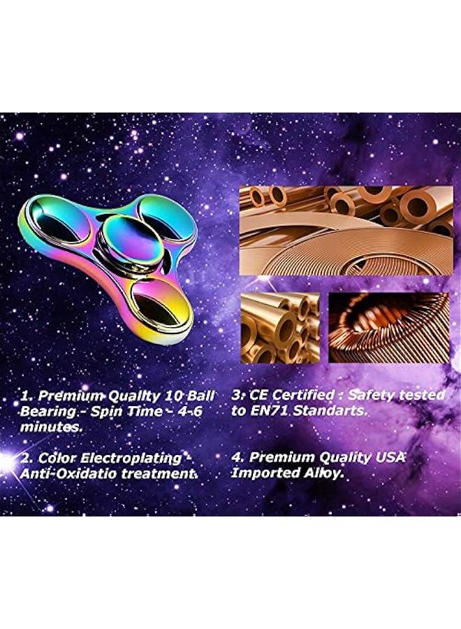 Rainbow Fidget Spinner Toys Metal 3 Pack Set, Small Handheld Finger Hand Spinners Fidgeting Toy for Kids Adults Spinning Top Focus Desk Toys Fingertip Gyro Party Favors Goody Bag Fillers Novelty Gift  - Image 3