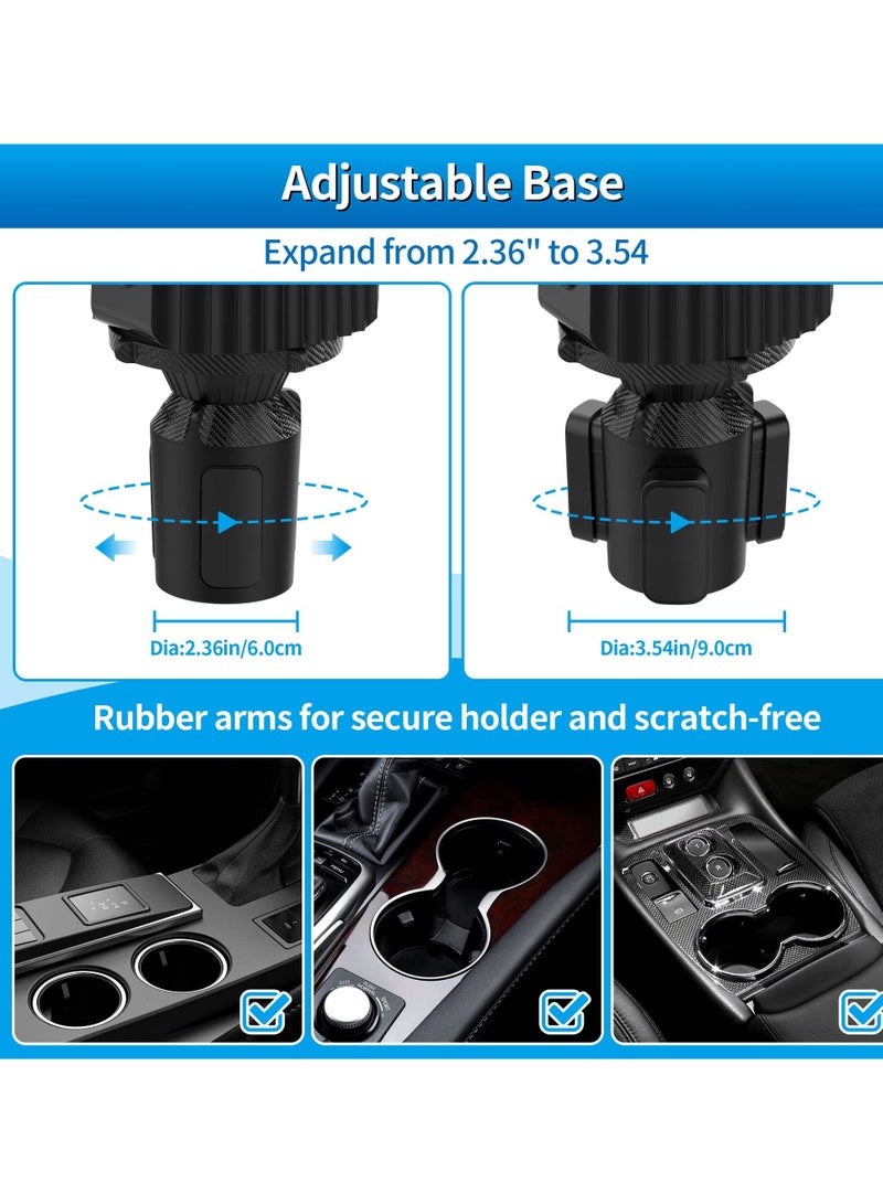Y&D Car Cup Holder Expander Tray, 4-in-1 Adjustable Table Food 360°Rotation Multifunctional Tray for Eating, Dual Holder, Travel Road Trip Essentials  - Image 4
