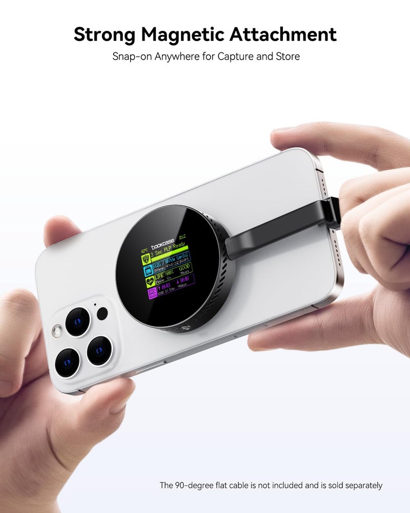 DOCKCASE Magnetic Visual M.2 2242 NVMe SSD Enclosure, 10Gbps USB 3.2 Type-C, 100W PD, 3s PLP Data Protection, Fits 2242/2230 NVMe PCIe, Compatible with MagSafe for iPhone 17/16/15 Pro Max ProRes - Image 3