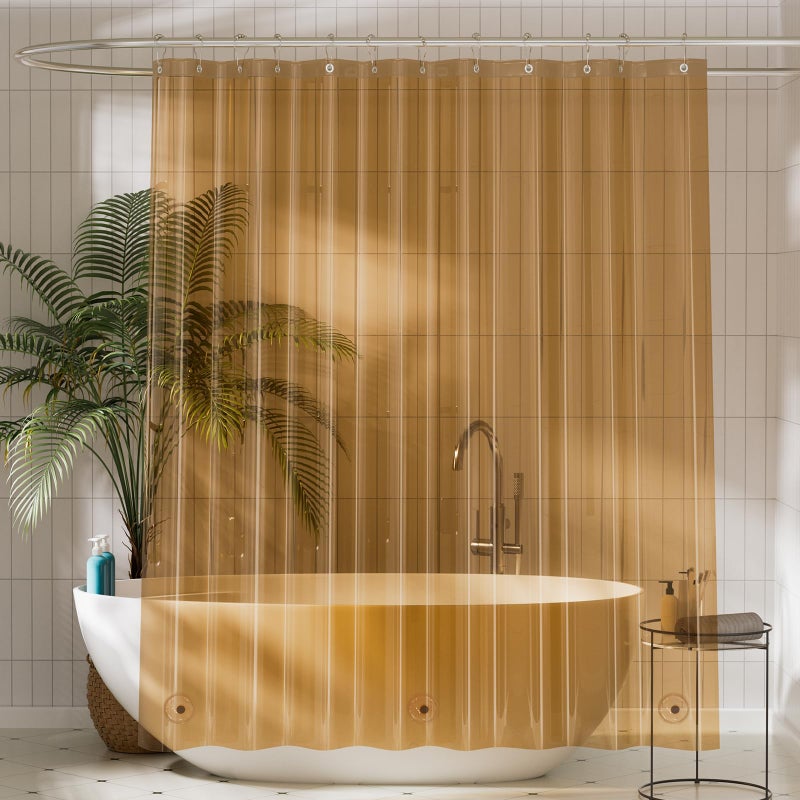 Titanker Shower Curtain Liner Plastic Shower Liner PEVA 72 x 72 Lightweight Waterproof Shower Curtains for Bathroom with Magnets and Grommets Clear Amber