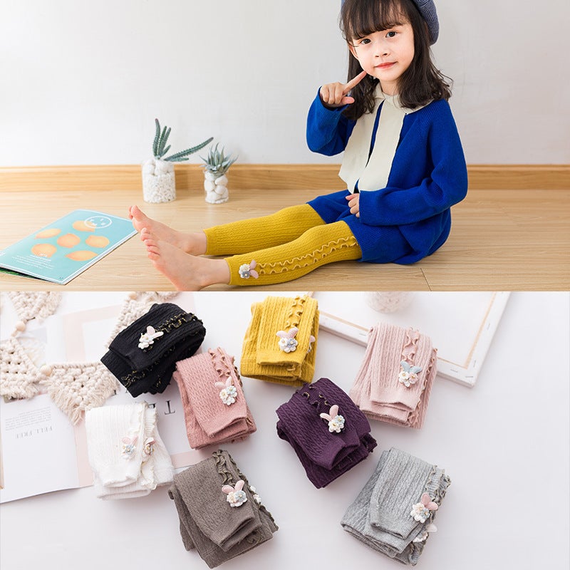 Children'S Leggings Side Ear Edge Small Children'S Socks Girls' Mid-Thick New Stylist Baby Pantyhose - Image 3