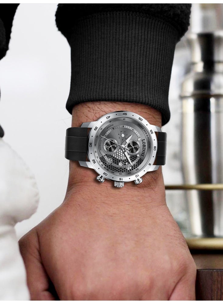 Lobinni Men Sport Design Skeleton Mechanical Watch 42mm - Image 2