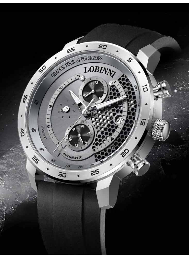 Lobinni Men Sport Design Skeleton Mechanical Watch 42mm - Image 1