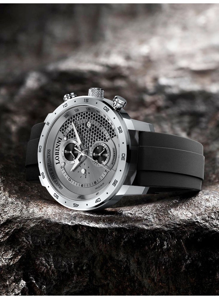 Lobinni Men Sport Design Skeleton Mechanical Watch 42mm - Image 3