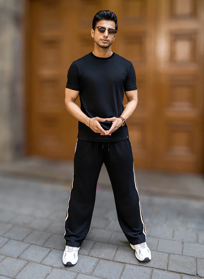 Maniac  Maniac Men Cotton Mid Rise Track Pants with Side Stripes for Men | Best Price UAE
