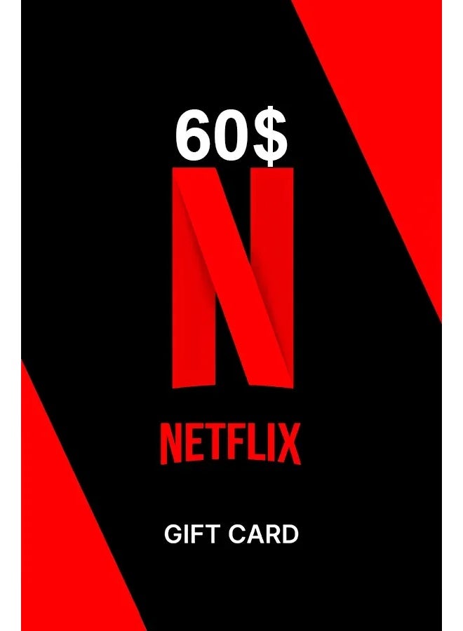 Netflix US $60 Gift Card Digital Code | Netflix Subscription Credit