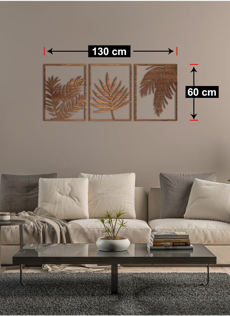 Home Gallery - Tropical Leaves Wood Wall Art - Set Of 3 Panel Each 60X40 - Image 1
