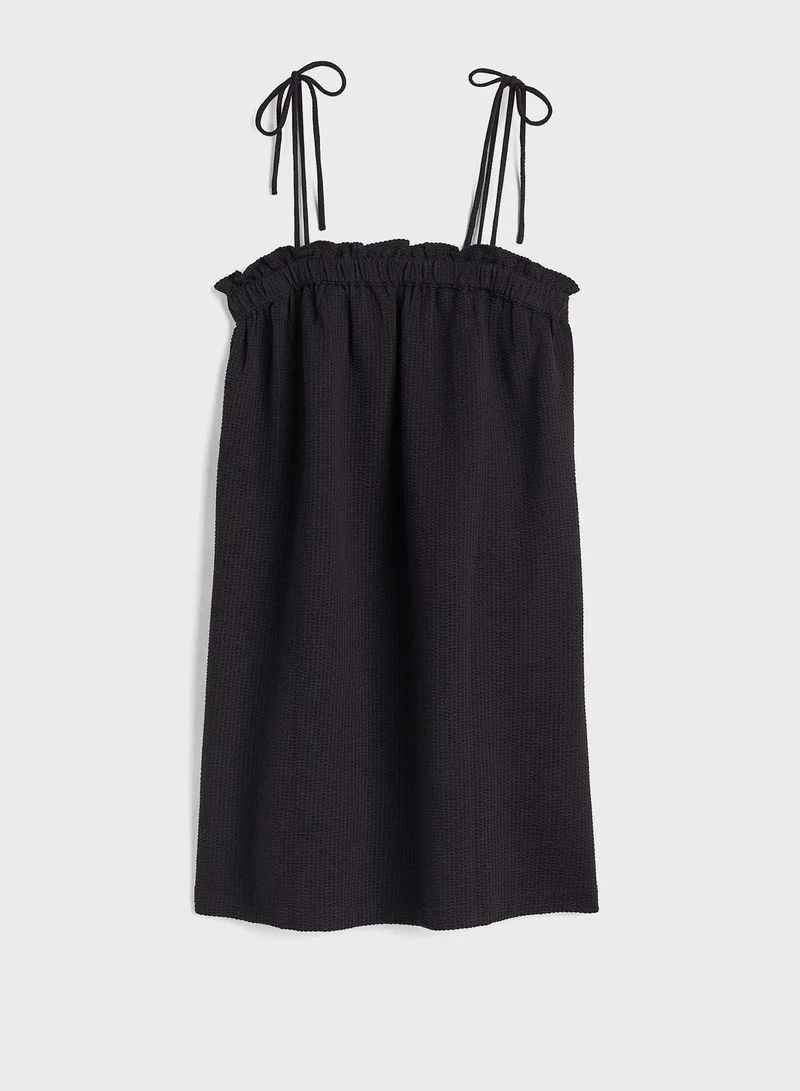 H&M Tie-Strap Waffle Dress
