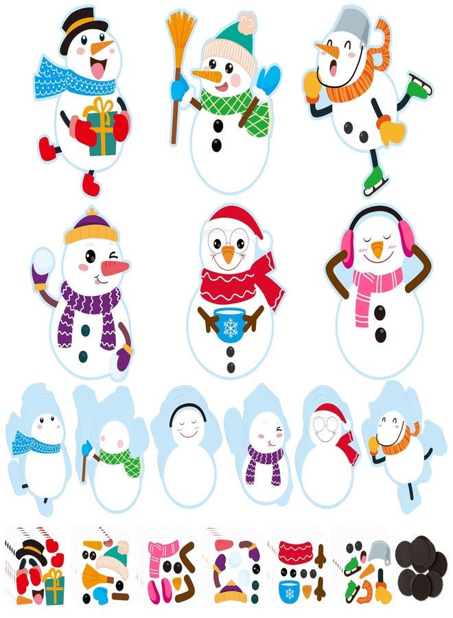 Haooryx DIY Snowman Magnet Craft Kit - 30 Set Make Your Own Snowman Xmas Holiday Decoration Christmas Winter Sticker Paper Craft for Kid School Class Art Project Refrigerator Bulletin Board Decoration - Image 1