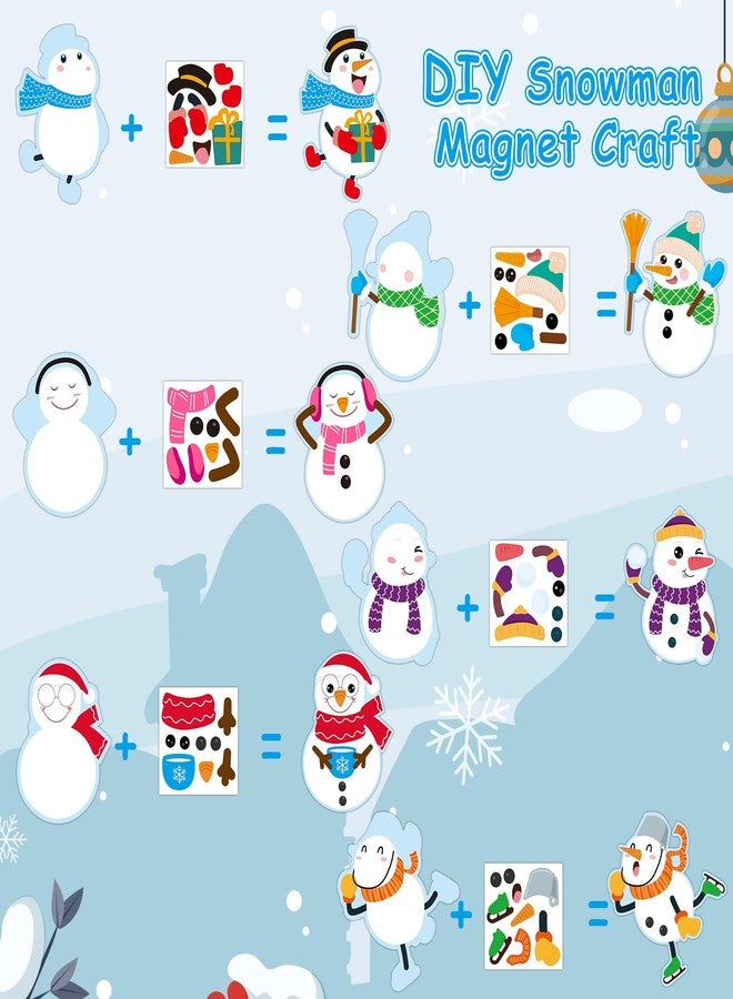Haooryx DIY Snowman Magnet Craft Kit - 30 Set Make Your Own Snowman Xmas Holiday Decoration Christmas Winter Sticker Paper Craft for Kid School Class Art Project Refrigerator Bulletin Board Decoration - Image 4