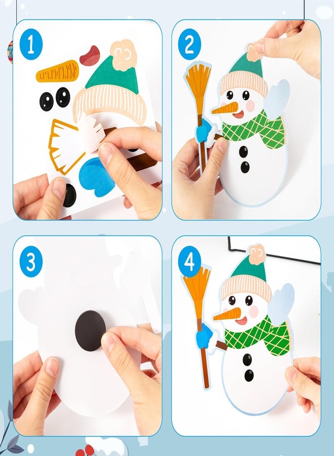 Haooryx DIY Snowman Magnet Craft Kit - 30 Set Make Your Own Snowman Xmas Holiday Decoration Christmas Winter Sticker Paper Craft for Kid School Class Art Project Refrigerator Bulletin Board Decoration - Image 3