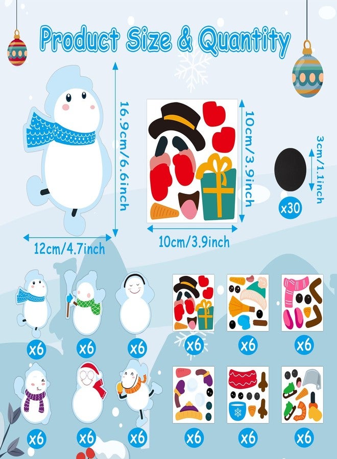 Haooryx DIY Snowman Magnet Craft Kit - 30 Set Make Your Own Snowman Xmas Holiday Decoration Christmas Winter Sticker Paper Craft for Kid School Class Art Project Refrigerator Bulletin Board Decoration - Image 2