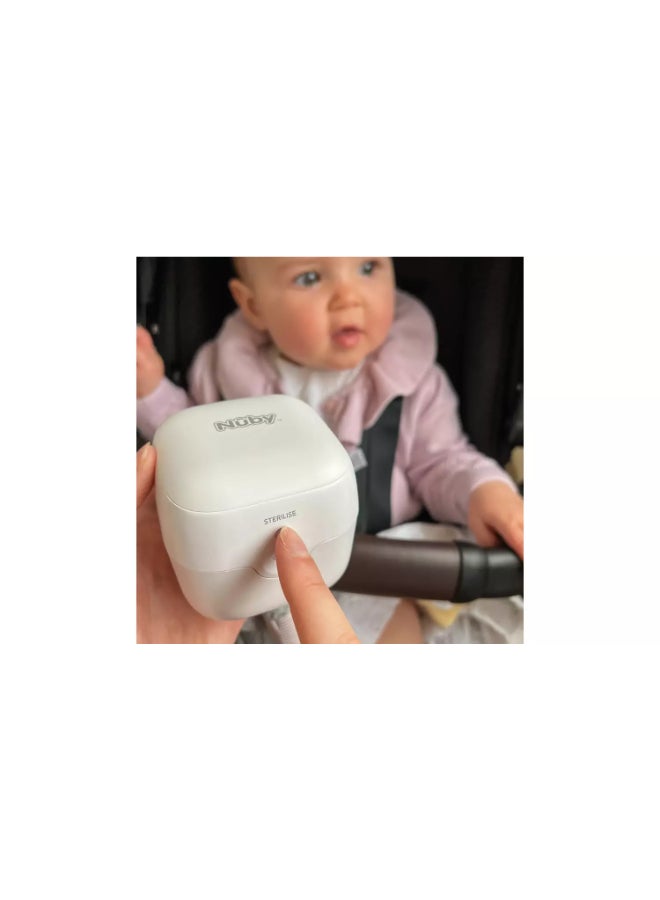 Nuby UV Dummy Steriliser, Portable Pacifier Steriliser with UV Sanitising Technology for Clean and Hygienic Soothers, White - Image 4