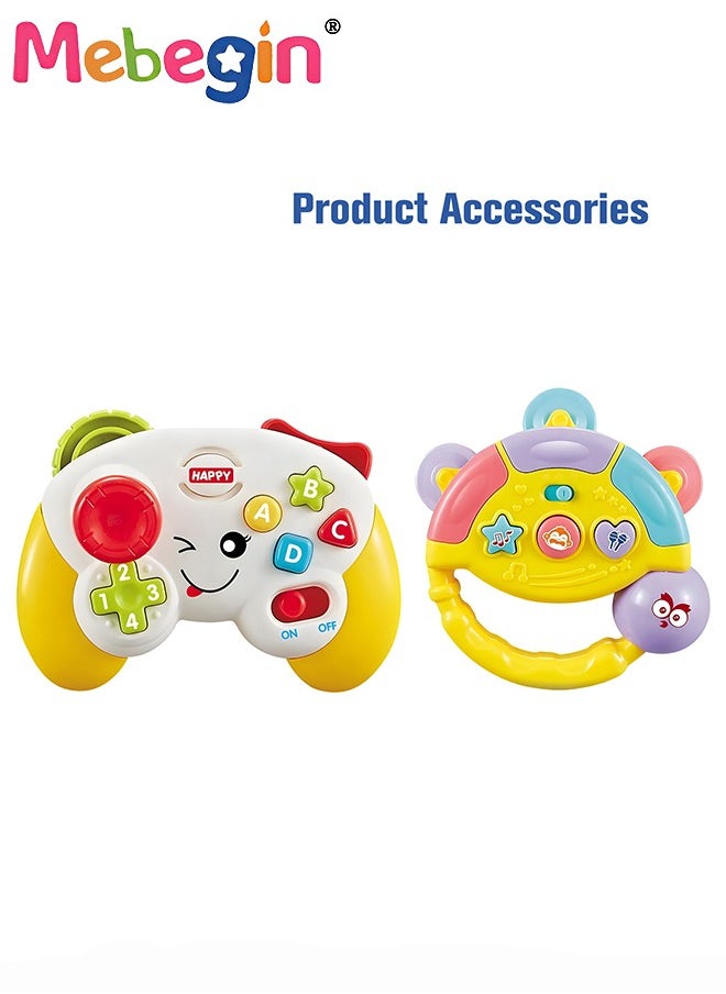 MEBEGIN Baby Sensory Toy Set, Fun Interactive Play Toys with joystick and Adjustable Button, Multifunctional Learn Controller Pretend Game with Music and Lights, 15*12*6.5cm, 2 AA Batteries(Not Included)  - Image 3