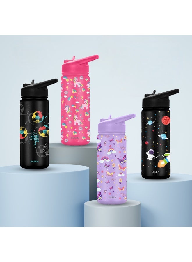 ESSEN Kids Water Bottle Stainless Steel for School Girls with Straw Vacuum Insulated Water Bottle BPA-Free Leak-Proof Baby Toddler Water Bottle Double Walled Bottle for Kids – 532 ml/18 oz(Unicorn) - Image 3