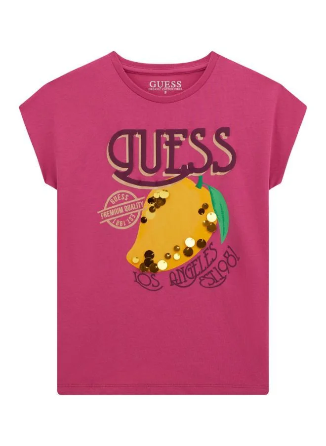 جس Kids Slogan Crew Neck T-Shirt
