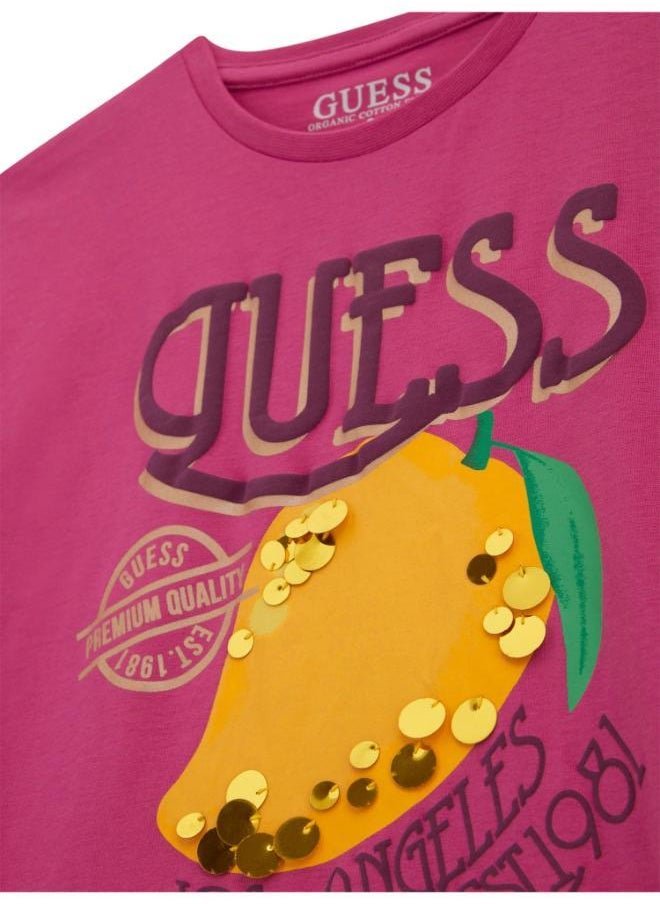 GUESS Kids Slogan Crew Neck T-Shirt  - Image 3