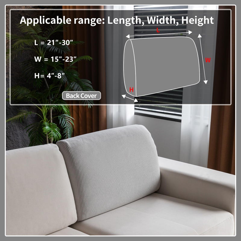 OHSIO Sectional Couch Covers, Wear Resistant Stretch Sofa Covers Washable Soft Couch Cushion Covers Anti Slip Furniture Protector Sofa Slipcovers for Pets (1 Piece Back Couch Cover, Light Gray) - Image 2