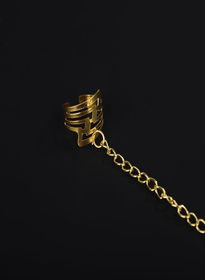 يرتير سوار YERTTER Boho Belly Coins Bracelet Dance Gunge Egypt Bracelet مع خاتم إصبع زي الهالوين للنساء (ذهبي) - Image 5