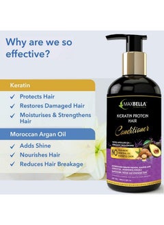 MAXBELLA Keratin Conditioner With Hydrolyzed Keratin Protein Almond & Argan Oil For Smoothshiny & Strong Hair Conditioner (300Ml)  - Image 3