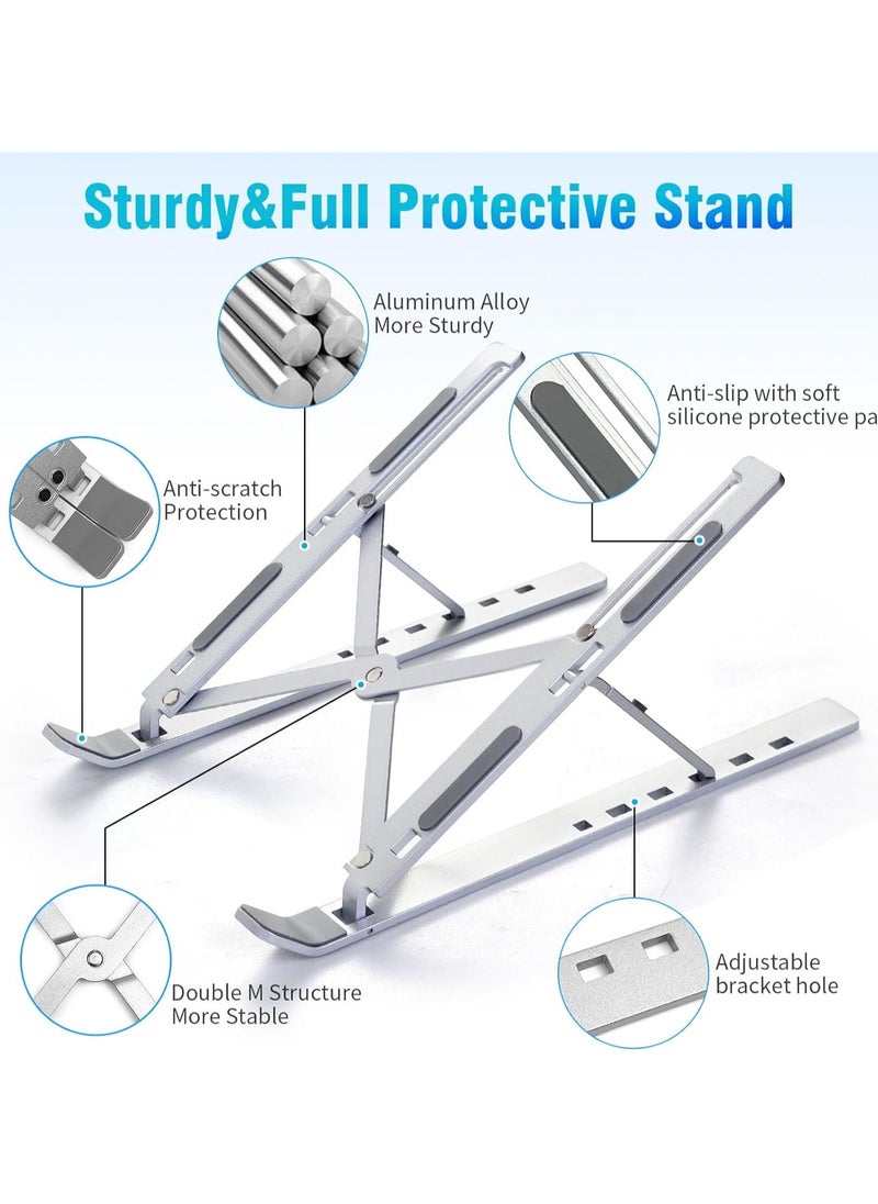 Lukadah - Laptop Stand for Desk, Adjustable Laptop Riser ABS+Silicone Foldable Laptop Holder, Lightweight Portable Ventilated Cooling Computer Notebook Stand for Dell, Lenovo, MacBook Pro Air, HP, Other Laptops, Tablets (Assorted) - Image 1