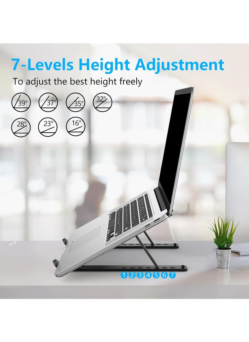 Lukadah - Laptop Stand for Desk, Adjustable Laptop Riser ABS+Silicone Foldable Laptop Holder, Lightweight Portable Ventilated Cooling Computer Notebook Stand for Dell, Lenovo, MacBook Pro Air, HP, Other Laptops, Tablets (Assorted) - Image 1