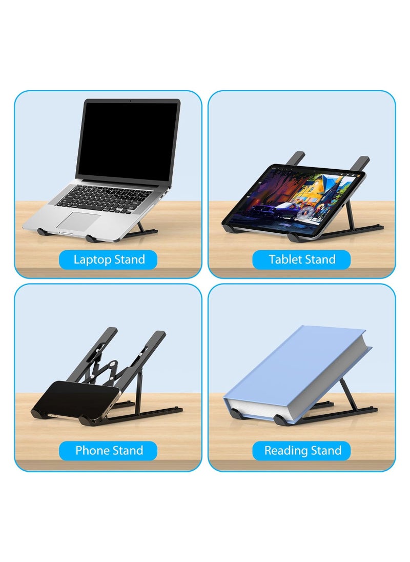 Lukadah - Laptop Stand for Desk, Adjustable Laptop Riser ABS+Silicone Foldable Laptop Holder, Lightweight Portable Ventilated Cooling Computer Notebook Stand for Dell, Lenovo, MacBook Pro Air, HP, Other Laptops, Tablets (Assorted) - Image 1