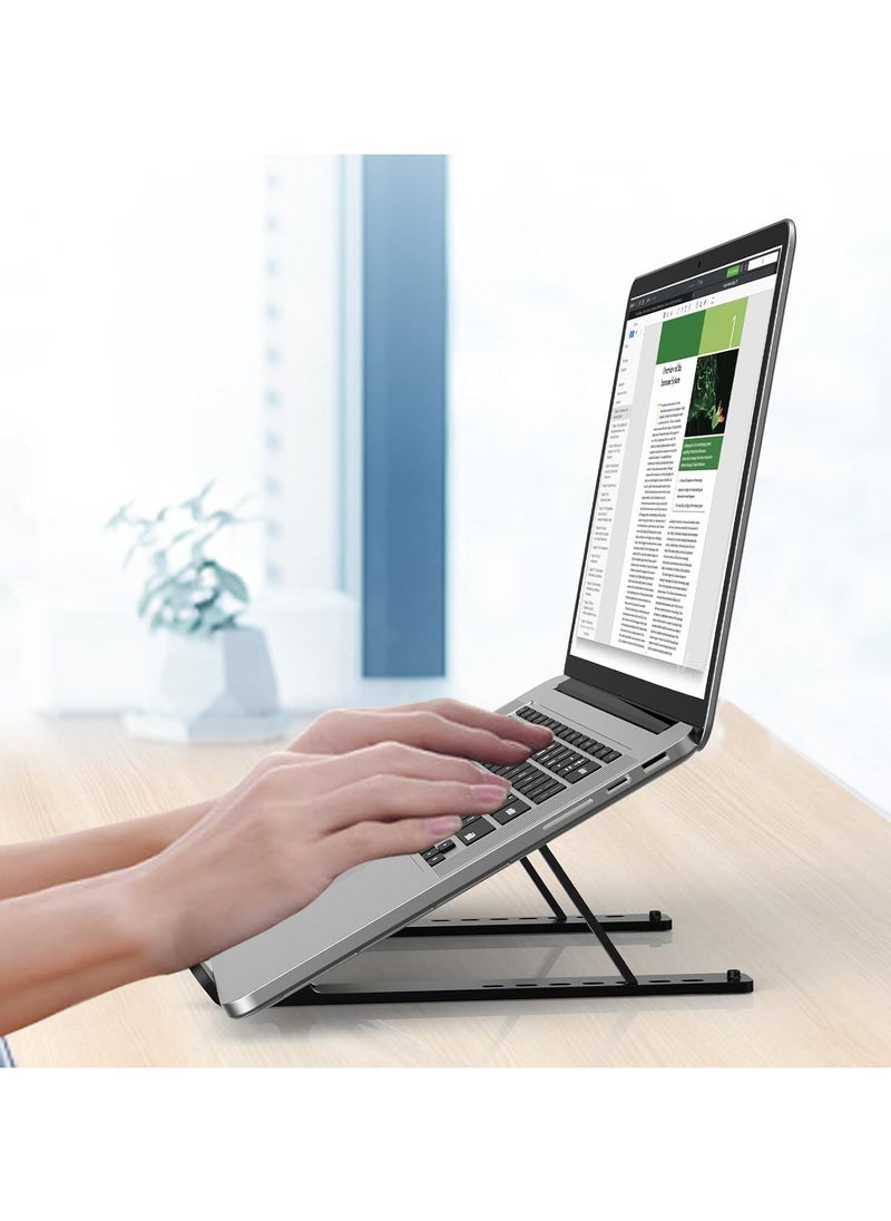Lukadah - Laptop Stand for Desk, Adjustable Laptop Riser ABS+Silicone Foldable Laptop Holder, Lightweight Portable Ventilated Cooling Computer Notebook Stand for Dell, Lenovo, MacBook Pro Air, HP, Other Laptops, Tablets (Assorted) - Image 1