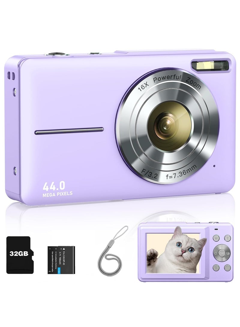 Digital Camera, Autofocus UHD 4K Vlogging Camera with 32GB Card, 44MP 16X Digital Zoom Digital Camera - Image 1