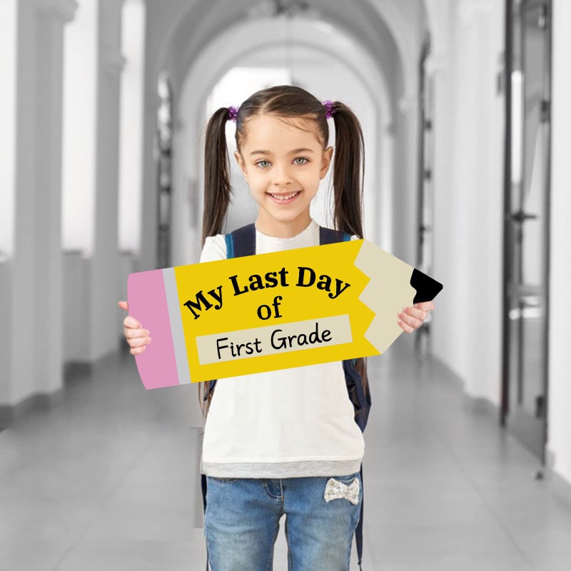 AMINORD First Day of School Board - Double-Sided Printing Pencil First and Last Day of School Sign - 1st Day of Kindergarten Preschool Chalkboard for Back to School Supplies Kids Girls Boys - Image 4