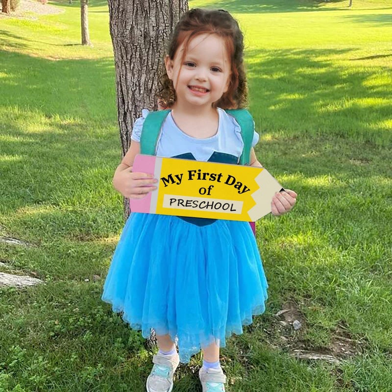 AMINORD First Day of School Board - Double-Sided Printing Pencil First and Last Day of School Sign - 1st Day of Kindergarten Preschool Chalkboard for Back to School Supplies Kids Girls Boys - Image 5