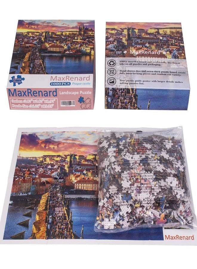 MaxRenard Game 1000 Pieces Jigsaw Puzzle Prague Castle Landscape Toy - Image 5