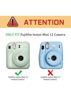 Fintie Protective Case for Fujifilm Instax Mini 12 Instant Camera - Premium Vegan Leather Bag Cover with Removable Adjustable Strap, Emerald Marble  - Image 2