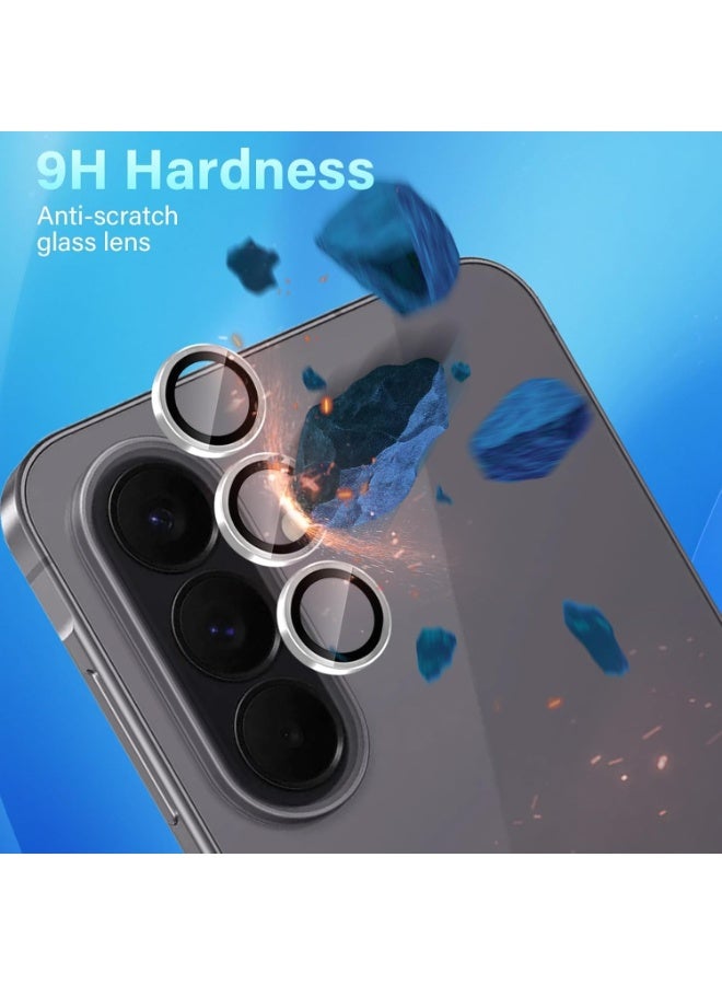 Camera protector for Samsung Galaxy A37 / A57 5G made of tempered glass, single anti-scratch ring made of metal lens, full camera coverage (silver) - Image 3