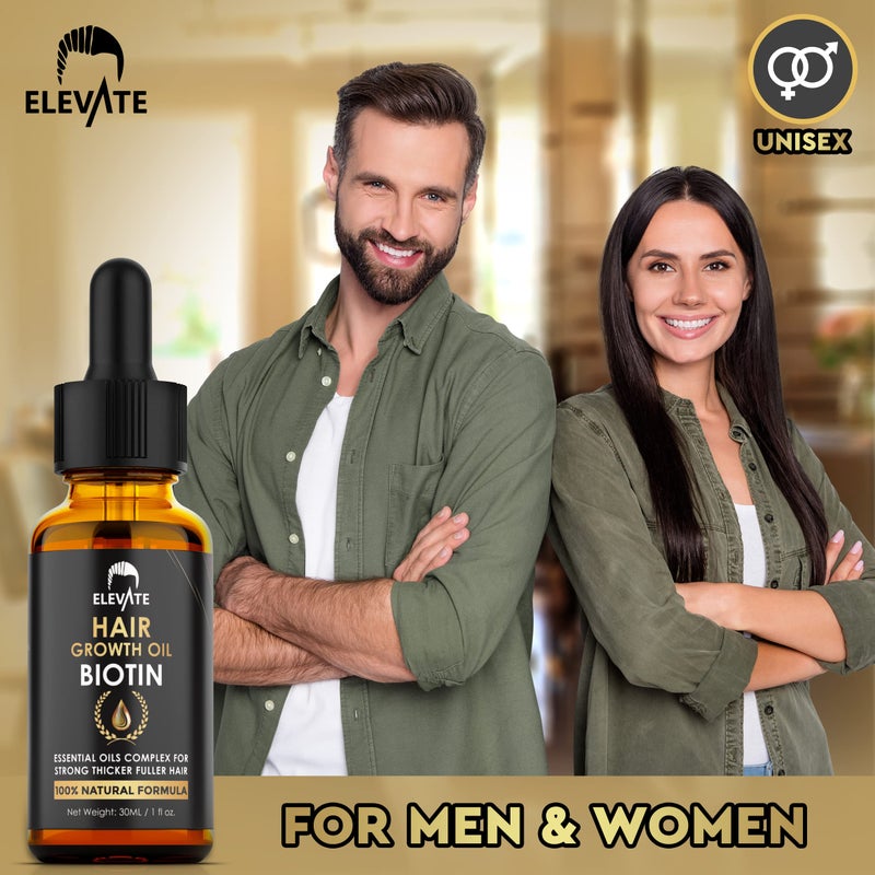 ELEVATE Hair Growth Oil - Biotin Serum & Castor Oil Natural Vitamin Treatment for Stronger, Thicker, Longer Hair and Regrowth - Prevent Thinning and Loss for Men & Women, 1 Fl Oz - Image 5