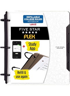Five Star Flex Refillable Notebook Plus Study App College Ruled Paper 1 Inch Techlock Rings Pockets Tabs And Dividers 200 Sheet Capacity White 29328Ae2  - Image 1