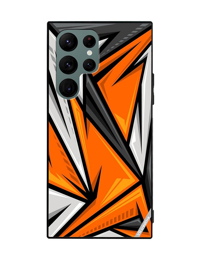VR CREATIVE Protective Case Cover For Samsung Galaxy S22 Ultra 5G Texture Sports Racing Style Orange Color Design Multicolour - Image 1
