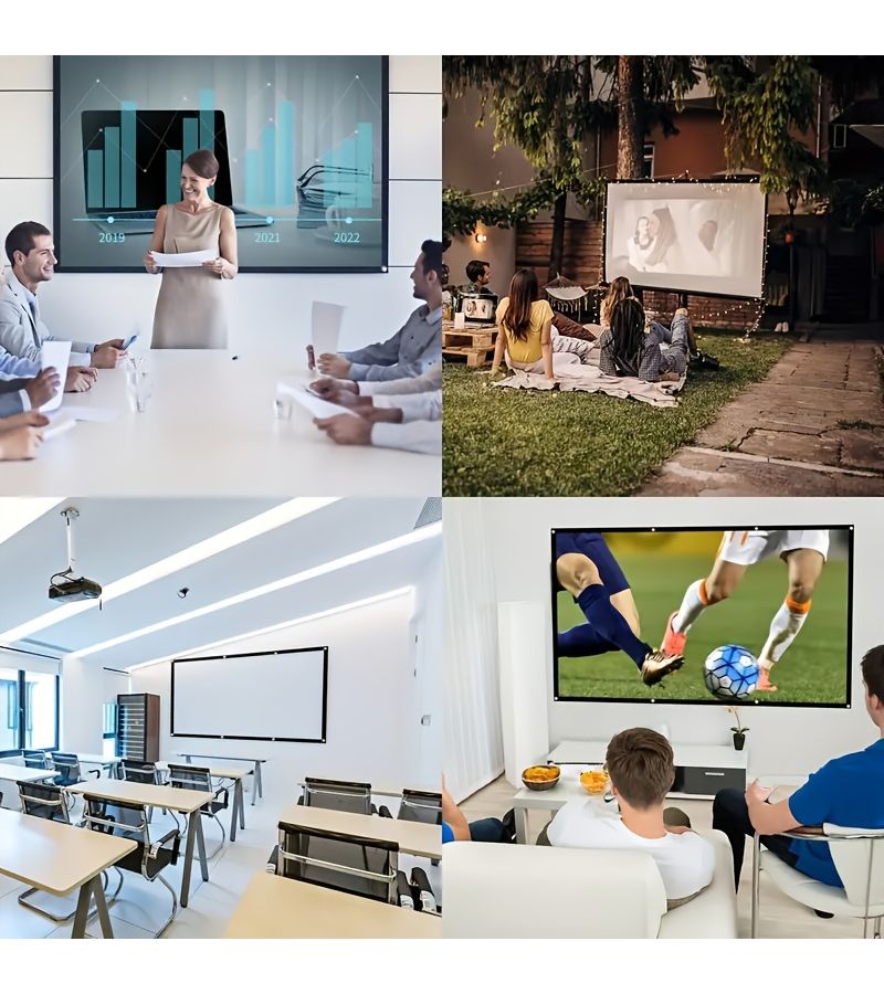 White Soft Screen 60 Inch Foldable HD Home Theater Portable Display Outdoor Movie Spandex Screen 1080P - Image 4
