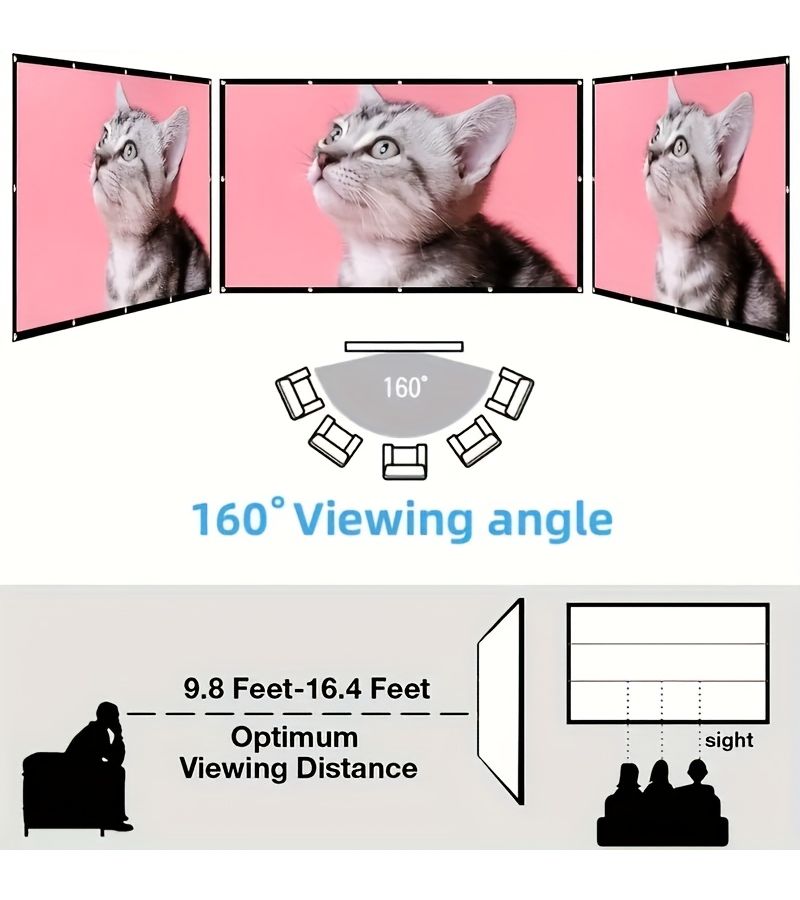 White Soft Screen 60 Inch Foldable HD Home Theater Portable Display Outdoor Movie Spandex Screen 1080P - Image 3